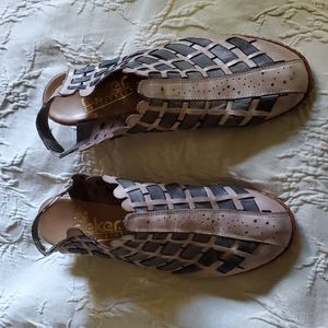 Rieker neutral leather woven sandal Travel